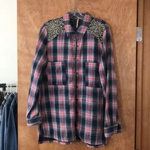Free People Embellished Flannel